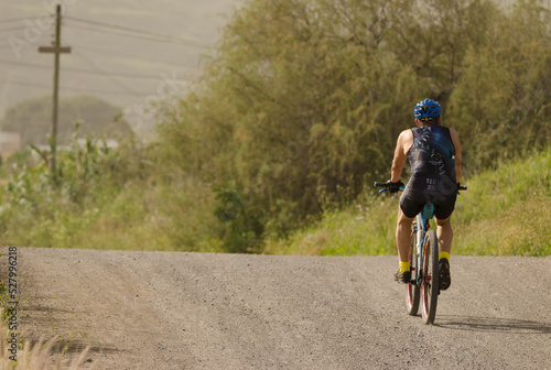 Cyclist on a dirt road. San Lorenzo. Las Palmas de Gran Canaria. Gran Canaria. Canary Islands. Spain.
