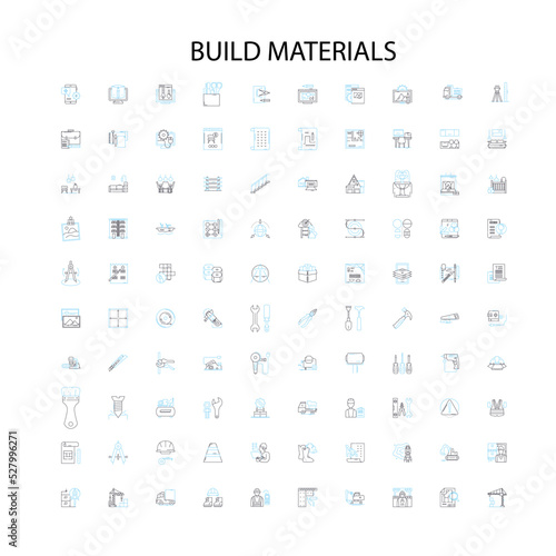 build materials icons  signs  outline symbols  concept linear illustration line collection
