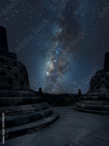 Milky Way seen from Borobudur in Java Inonesia photo