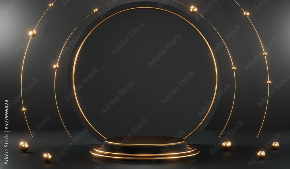 3D rendering of blank product background for cream cosmetics Modern black podium background 3D rendering of blank product background for cream cosmetics Modern black podium background
