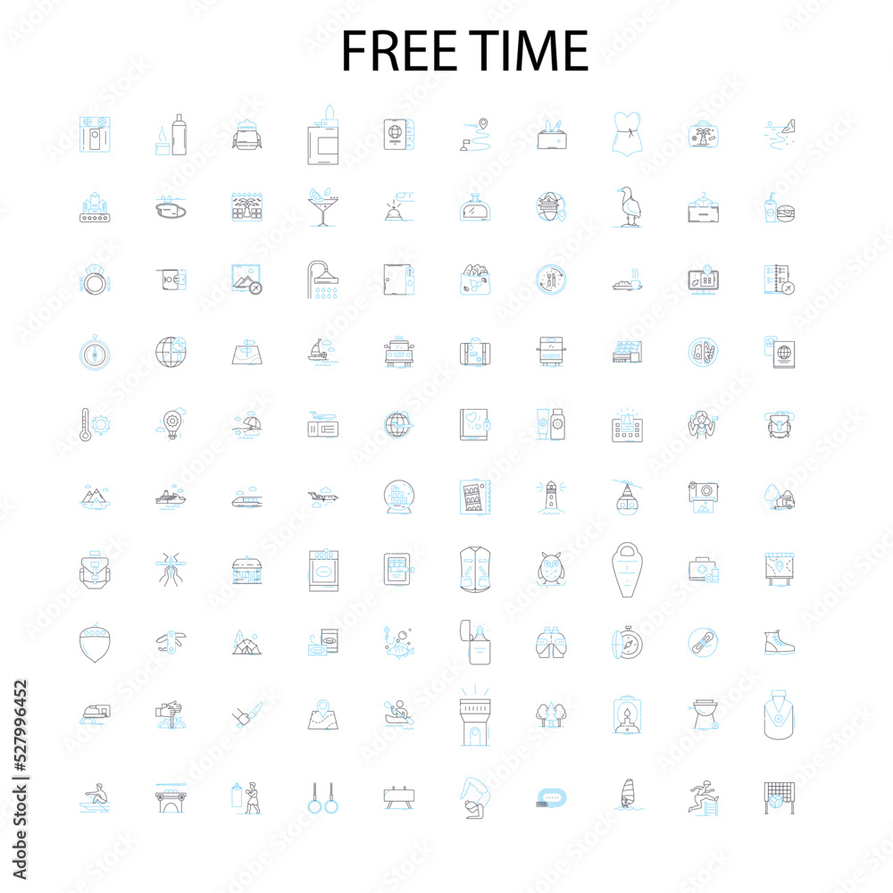 free time icons, signs, outline symbols, concept linear illustration line collection free time icons, signs, outline symbols, concept linear illustration line collection