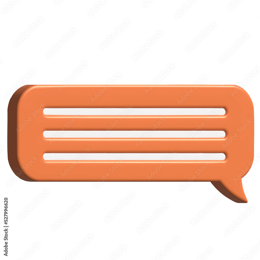 Speech bubble 3d. Orange speech bubble. Chat bubble 3d.