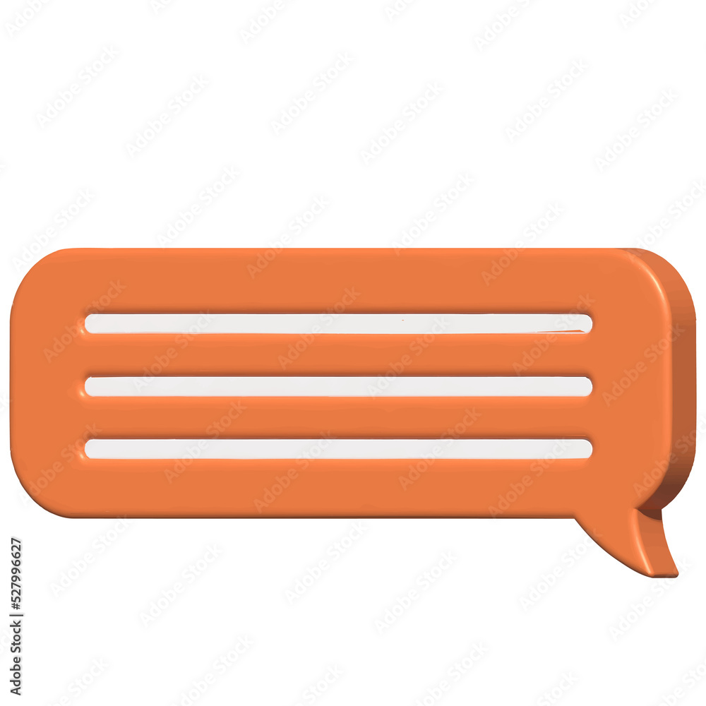 Speech bubble 3d. Orange speech. Chat bubble.