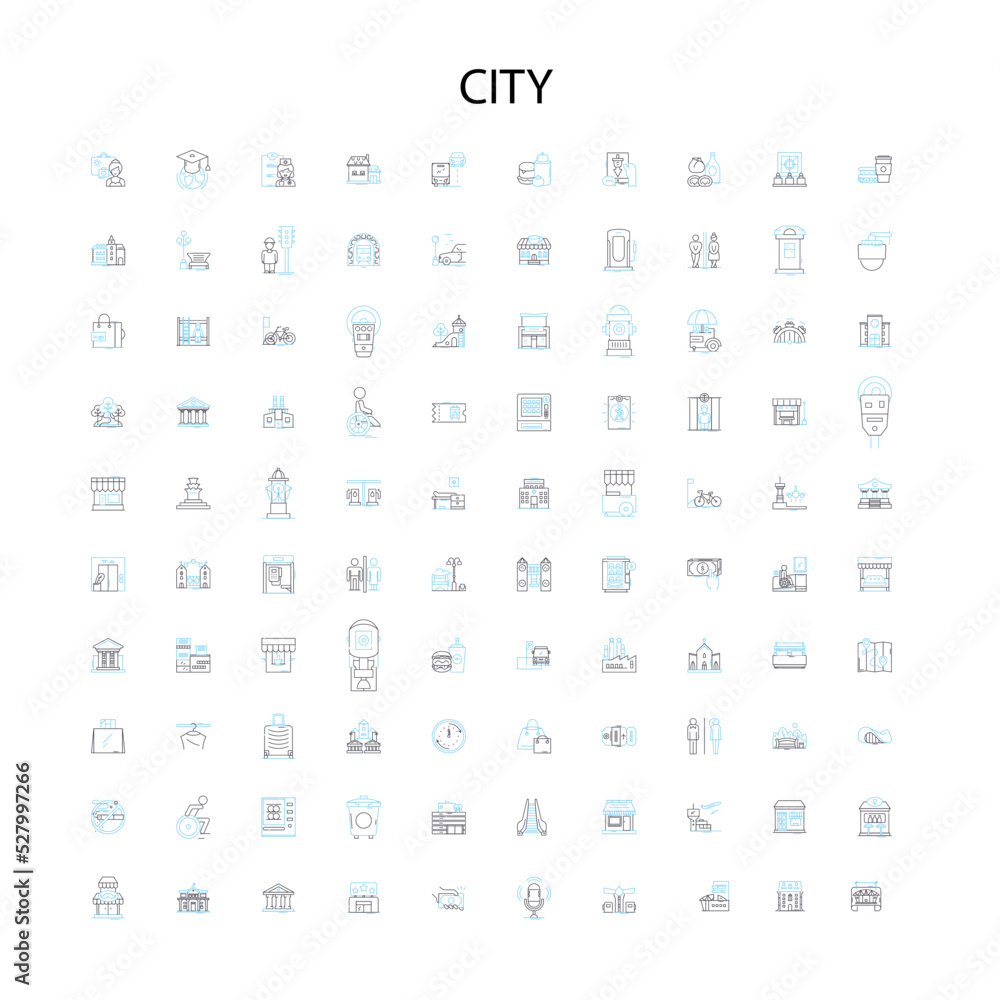 city icons, signs, outline symbols, concept linear illustration line collection city icons, signs, outline symbols, concept linear illustration line collection