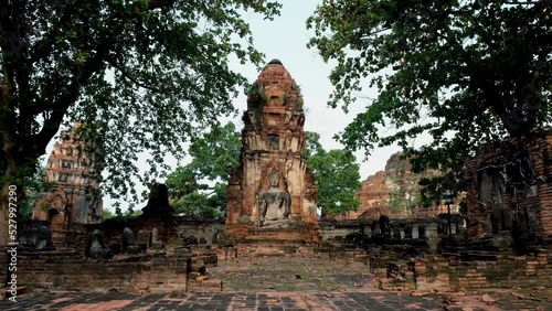 Ayutthaya, Thailand at Wat Mahathat, Temple stupa pagoda in the morning Ayyuthaya Thailand.  photo