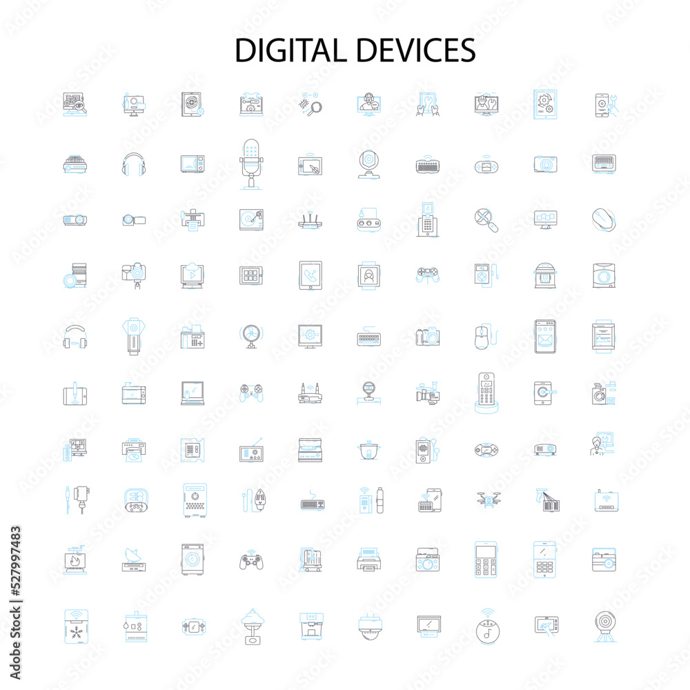 digital devices icons, signs, outline symbols, concept linear illustration line collection digital devices icons, signs, outline symbols, concept linear illustration line collection