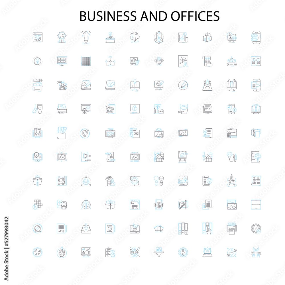 business and offices icons, signs, outline symbols, concept linear illustration line collection business and offices icons, signs, outline symbols, concept linear illustration line collection