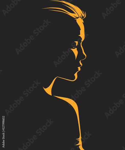 Yellow Rhyme light beautiful woman face side fiew