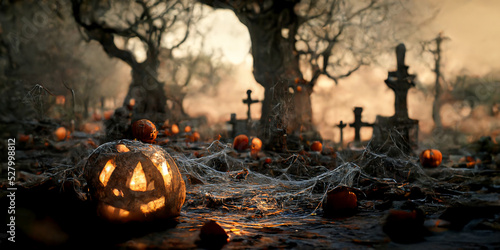 Fotografia Halloween day eyes of Jack O' Lanterns trick or treating Samhain All Hallows' Ev