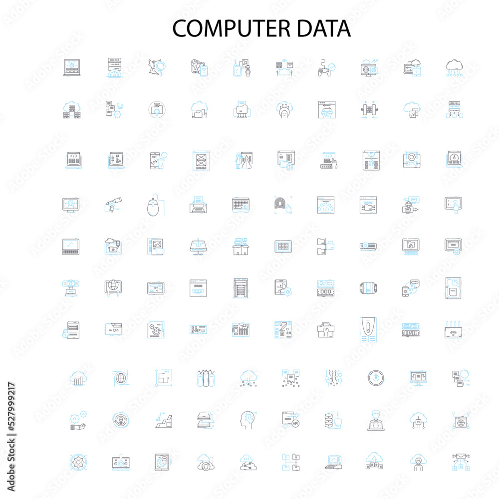 computer data icons, signs, outline symbols, concept linear illustration line collection computer data icons, signs, outline symbols, concept linear illustration line collection