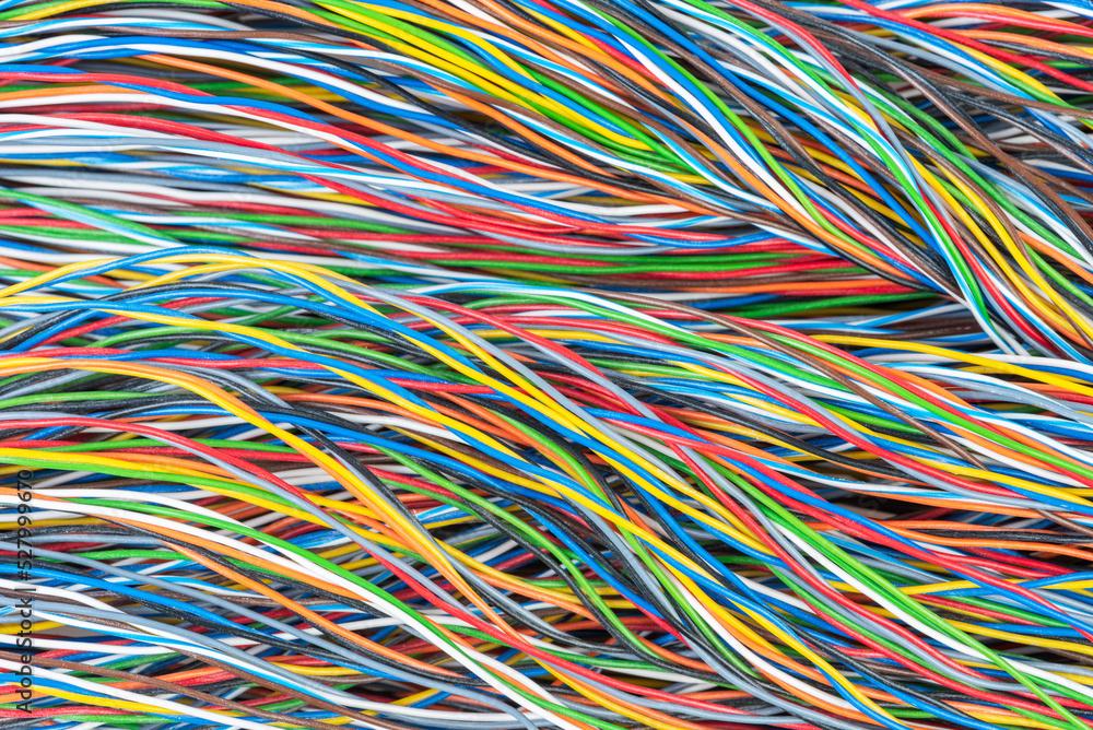 Multicolored telecommunication electrical cables with white sliding power Multicolored telecommunication electrical cables with white sliding power