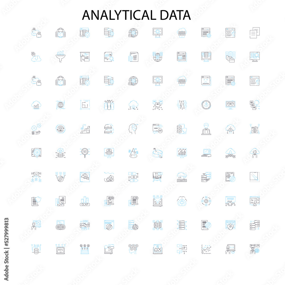 analytical data icons, signs, outline symbols, concept linear illustration line collection analytical data icons, signs, outline symbols, concept linear illustration line collection