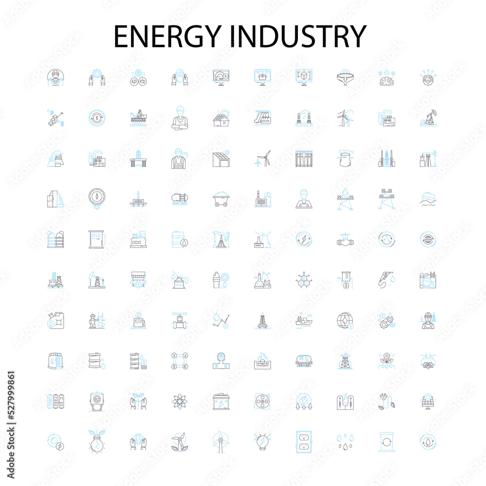 energy industry icons, signs, outline symbols, concept linear illustration line collection energy industry icons, signs, outline symbols, concept linear illustration line collection