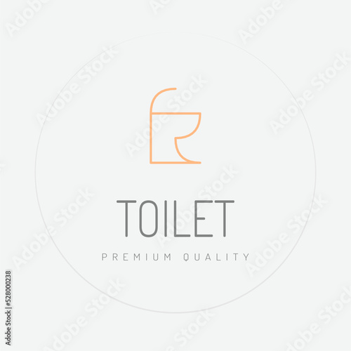 Minimal Toilet Logo, Isolated Logo on Cream Background, Toilet Bowl  Line Art.