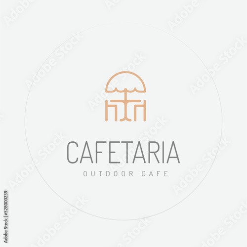 Terrace Icon Line Art Vector Minimalist Illustration Design. Outdoor Cafe Logo Design Concept Outline Design.