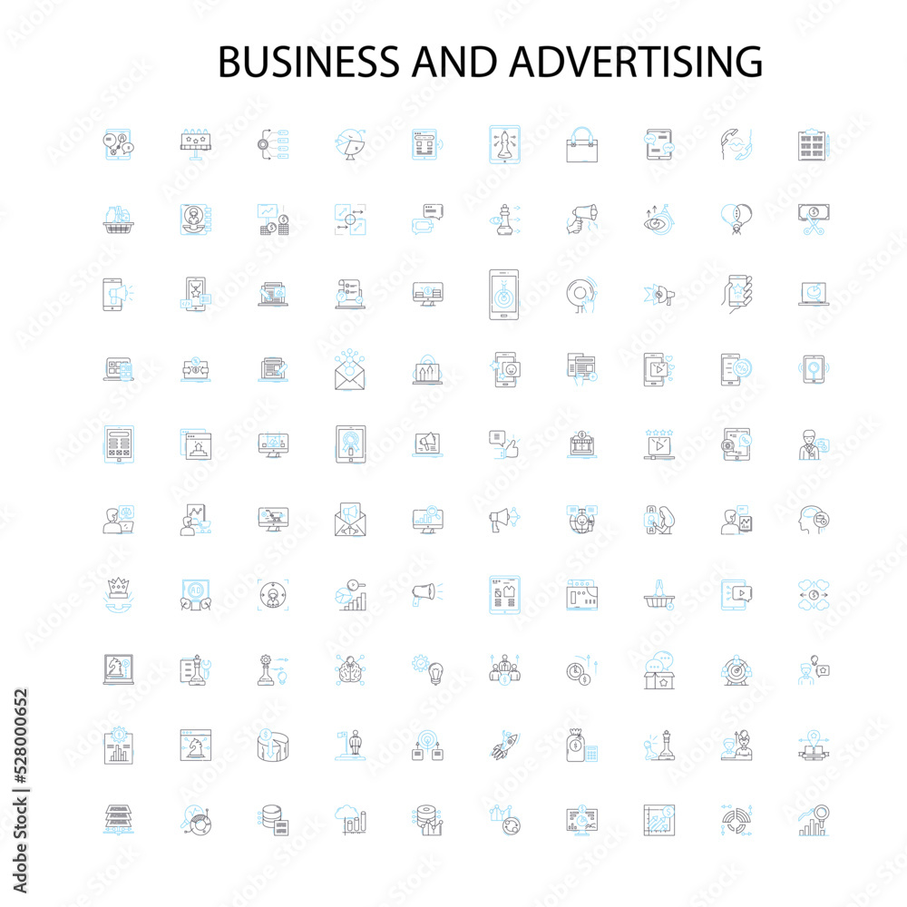 business and advertising icons, signs, outline symbols, concept linear illustration line collection business and advertising icons, signs, outline symbols, concept linear illustration line collection
