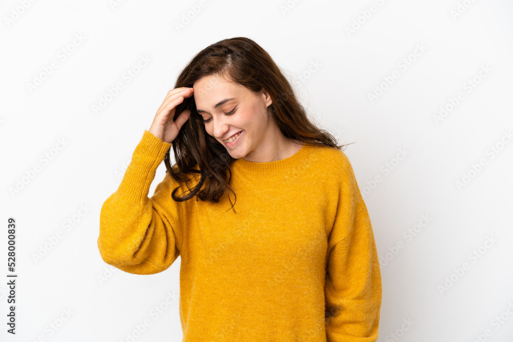 Young caucasian woman isolated on white background laughing Young caucasian woman isolated on white background laughing