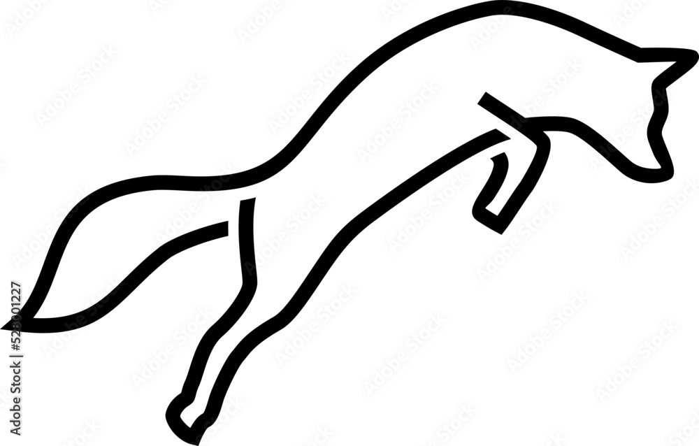 Line art of abstract fox jumping, fox wall art design, minimal white foxes line logo icon illustration isolated on white background Line art of abstract fox jumping, fox wall art design, minimal white foxes line logo icon illustration isolated on white background