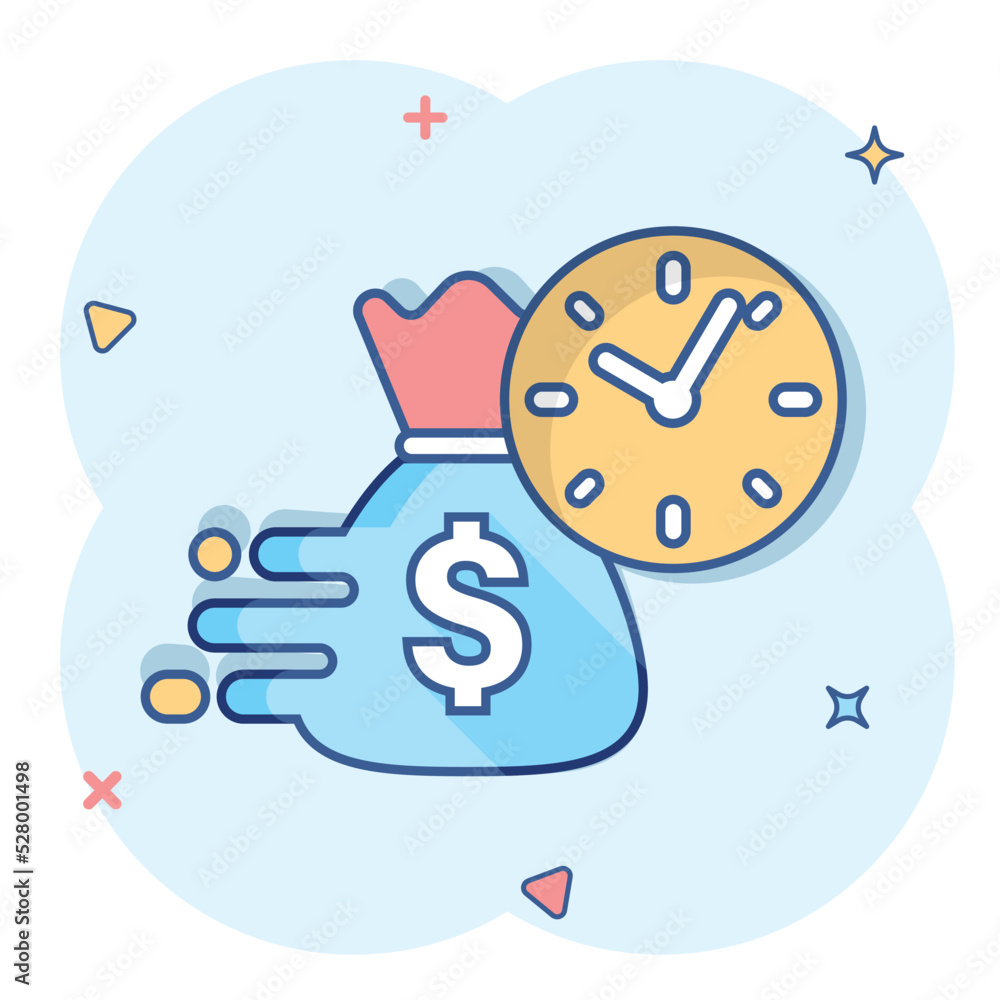 Vector cartoon business and finance management icon in comic style. Time is money concept illustration pictogram. Financial strategy business splash effect concept. Vector cartoon business and finance management icon in comic style. Time is money concept illustration pictogram. Financial strategy business splash effect concept.