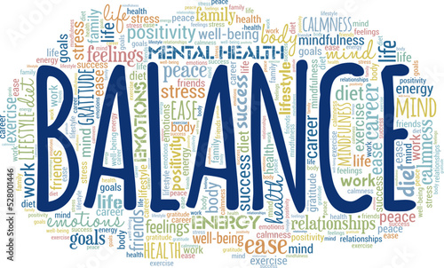 Balance word cloud conceptual design isolated on white background.