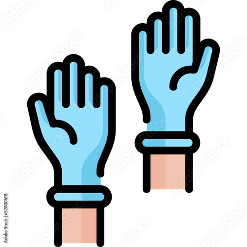 rubber gloves line color icon