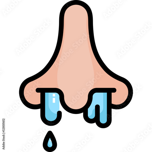 runny nose line color icon