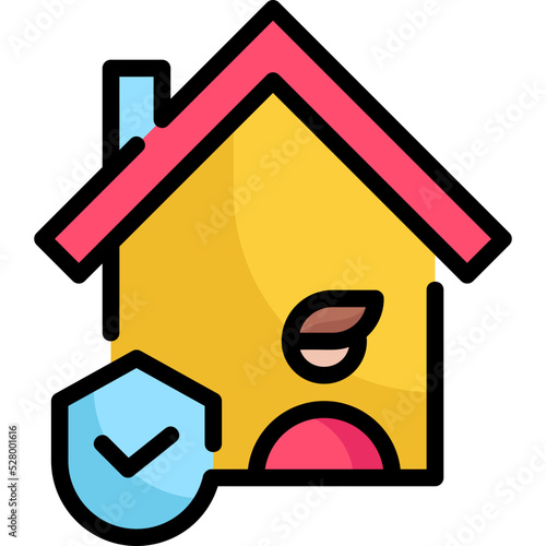 stayhome line color icon photo