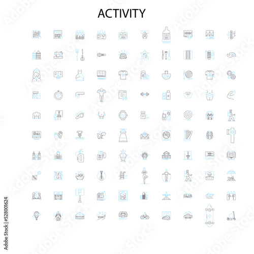activity icons, signs, outline symbols, concept linear illustration line collection