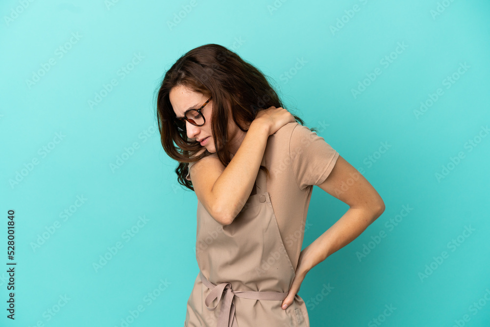 Restaurant waiter suffering from pain in shoulder for having made an effort Restaurant waiter suffering from pain in shoulder for having made an effort