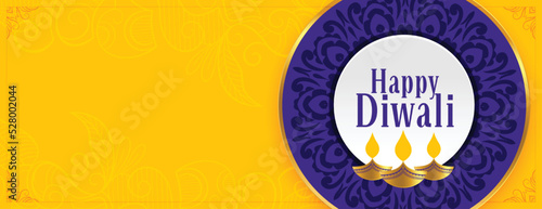 happy diwali traditional banner in flat colors with text space