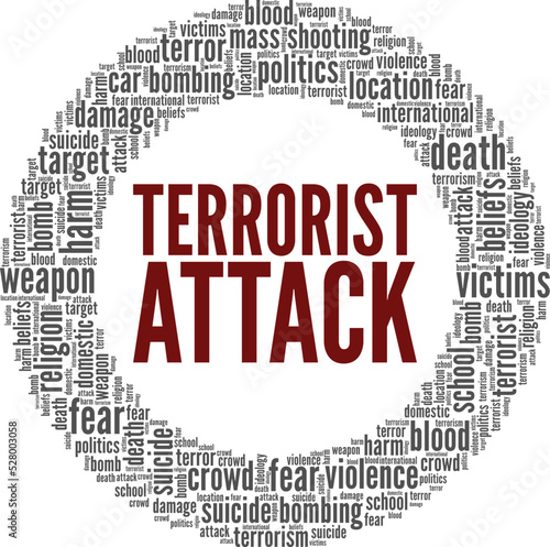 Terrorist Attack word cloud conceptual design isolated on white background.