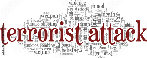Terrorist Attack word cloud conceptual design isolated on white background.