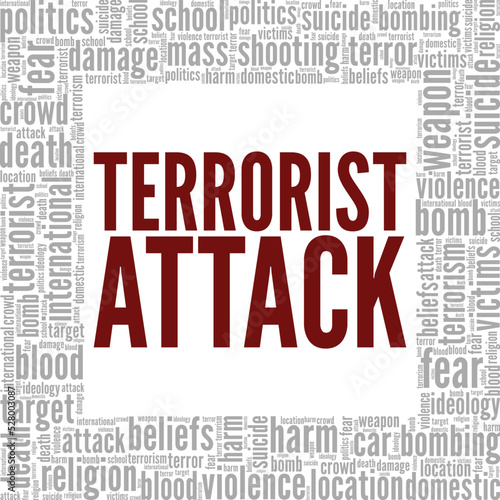 Terrorist Attack word cloud conceptual design isolated on white background.