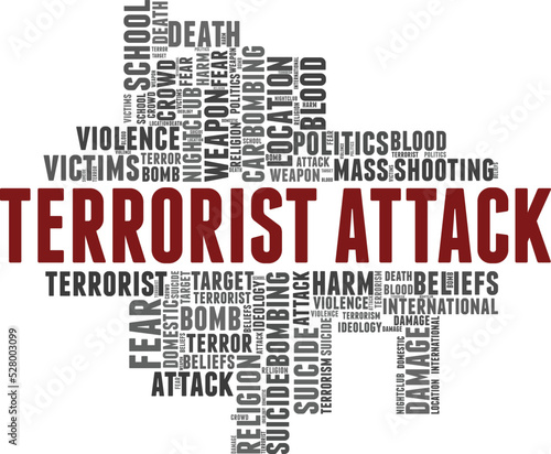 Terrorist Attack word cloud conceptual design isolated on white background.