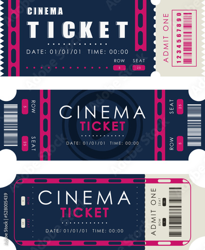Ticket set. Pass card design. Isolated. Vector illustration.