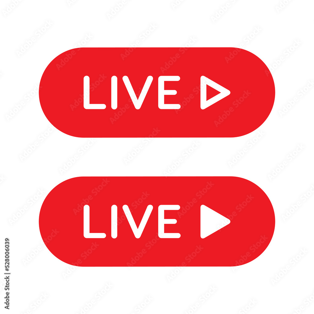 Live streaming video button icon vector in flat style. Social media elements Live streaming video button icon vector in flat style. Social media elements