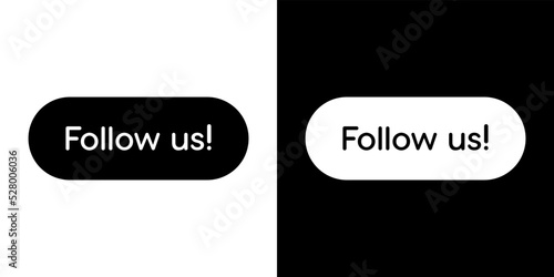 Follow us button icon vector in clipart style. Social media elements
