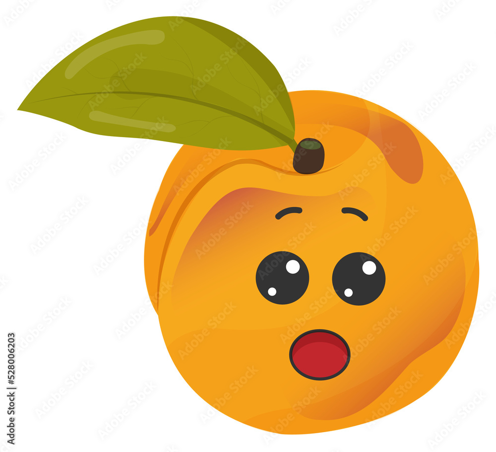 Fototapeta premium Stickers orange apricot with kawaii emotions. Flat illustration of an apricot with emotions without background.