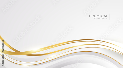 Luxury White and Gold Background with Golden Lines and Paper Cut Style. Premium Gray and Gold Background for Award, Nomination, Ceremony, Formal Invitation or Certificate Design
