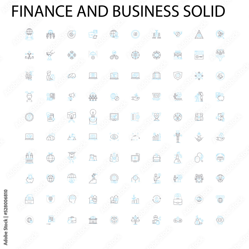 finance and business solid icons, signs, outline symbols, concept linear illustration line collection finance and business solid icons, signs, outline symbols, concept linear illustration line collection