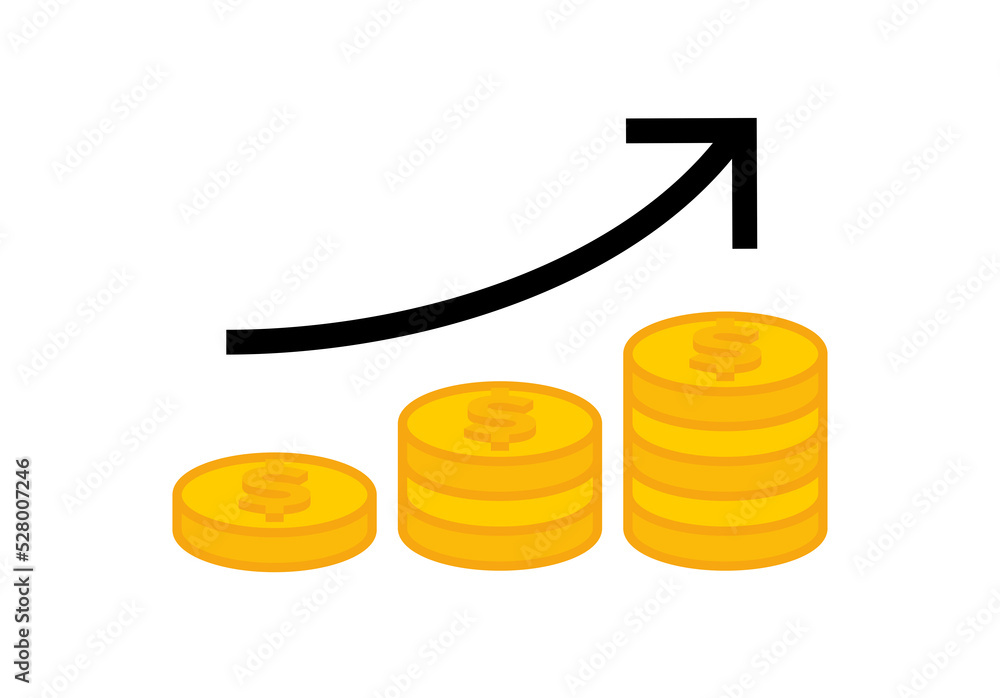 Coin or money icon. Business, finance or bank symbol. A stack of coins is an attribute of wealth. Isolated raster illustration on a white background. Coin or money icon. Business, finance or bank symbol. A stack of coins is an attribute of wealth. Isolated raster illustration on a white background.