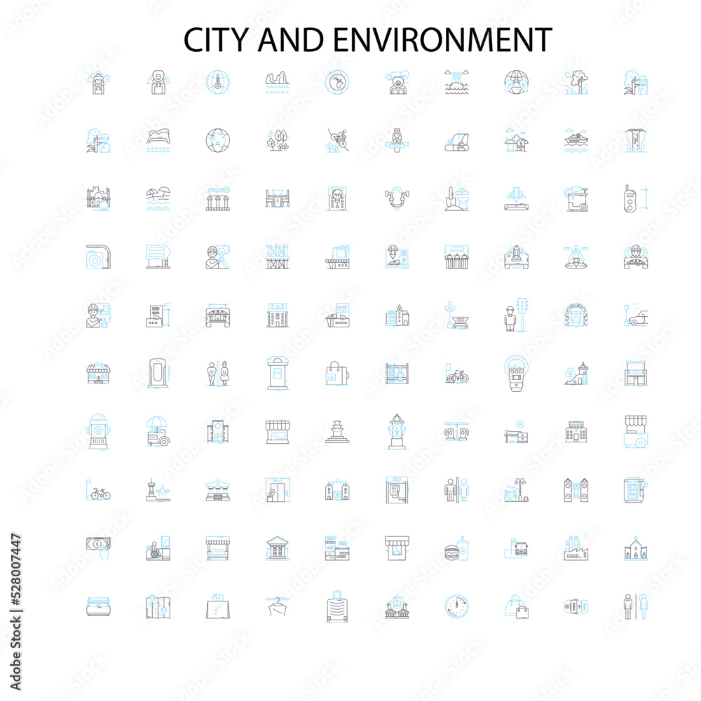 city and environment icons, signs, outline symbols, concept linear illustration line collection city and environment icons, signs, outline symbols, concept linear illustration line collection