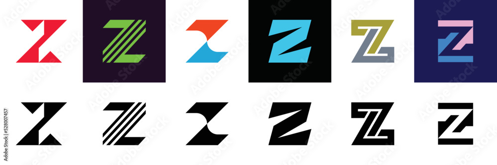 Set of letter Z. icon design. template elements. geometric abstract logos Set of letter Z. icon design. template elements. geometric abstract logos