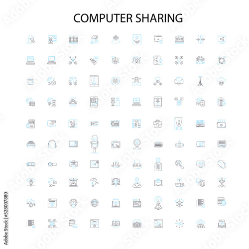computer sharing icons  signs  outline symbols  concept linear illustration line collection