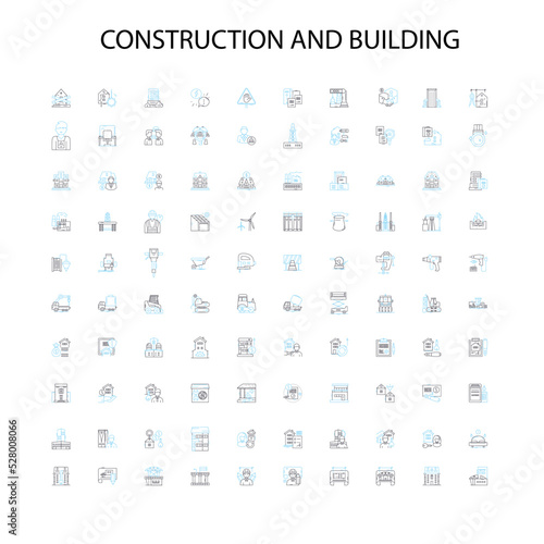 construction and building icons  signs  outline symbols  concept linear illustration line collection
