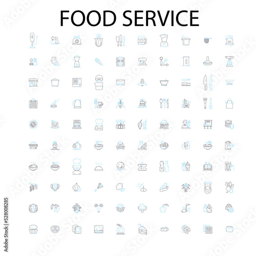 food service icons, signs, outline symbols, concept linear illustration line collection