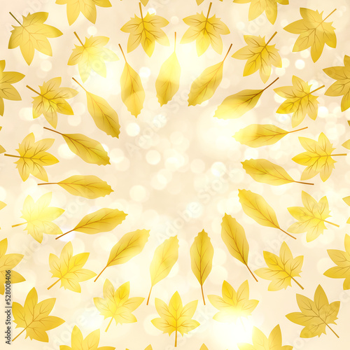 beautiful autumn background with yellow leaves on a light background