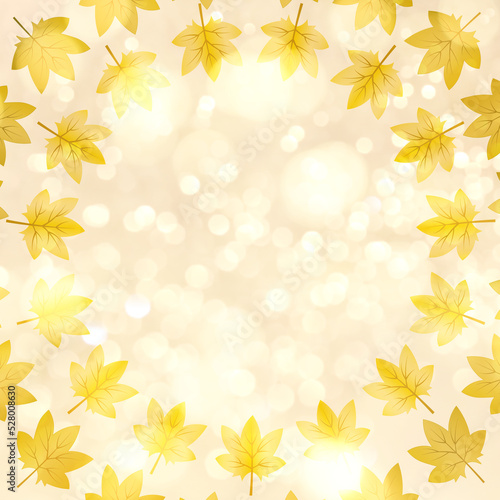 beautiful autumn background with yellow leaves on a light background