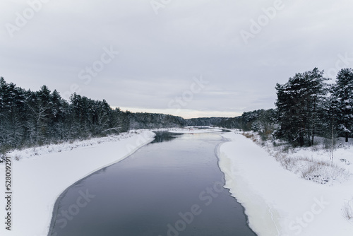 Gaujas river in the wintertime. Location of the picture Valmiera. © Miks
