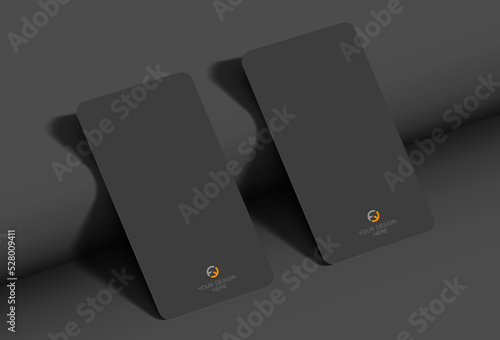 Mockup of a realistic business card with rounded corners, on a textured background with realistic shadows. Vector illustration EPS 10